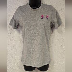 Under Armour Heather Gray T-Shirt with Pink Logo